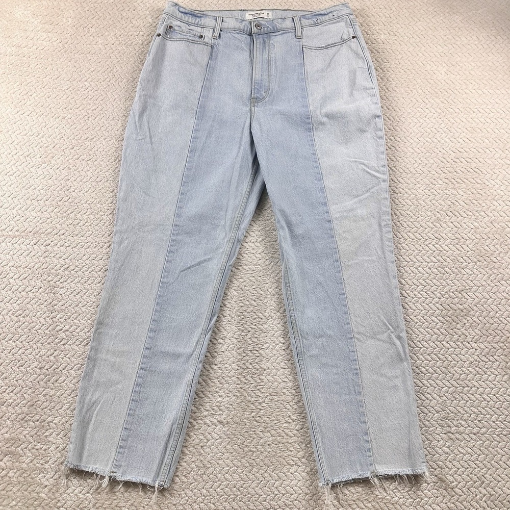 Abercrombie & Fitch The 90's Straight Ultra High Rise Jeans 33/16 Panel Frayed